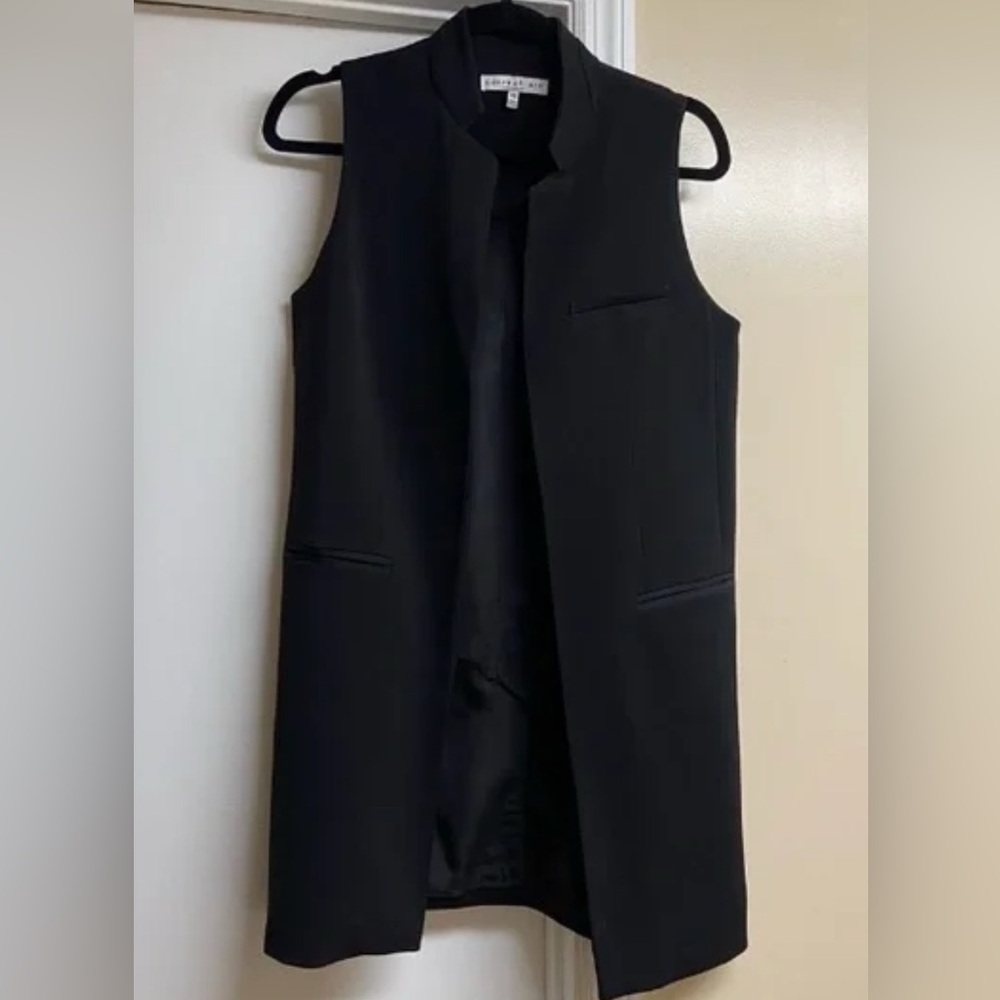 Black Shawl Lapel Long Vest | Current Air